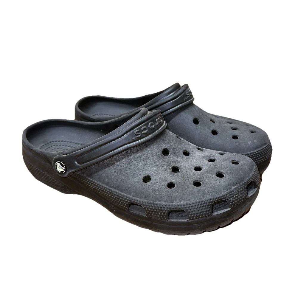 Crocs Clogs Black Unisex Men's 10 / Women's 12 Classic Round‎ Toe Shoes Slip On